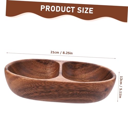 BESPORTBLE Decor snacks storage bowl nut plate wood divided salad bowl wooden fruit bowl food plate candy plate Double compartment bowl salad bowl container fruit dish south america tray