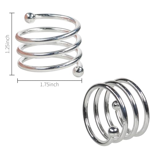Patty Both 6Pcs Silver Dinner Napkin Rings Set - Napkin Holders for Cloth Napkins for Wedding Decorations Kitchen Dining Table Decor