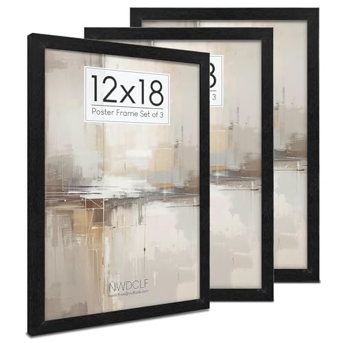 12x18 Picture Frame Black 3 Pack, Scratch-Proof Poster Frames 12 x 18 with HD Plexiglass, Wall Gallery Photo Frames, Horizontal or Vertical Wall Mounting - color: Black, size: 12X18
