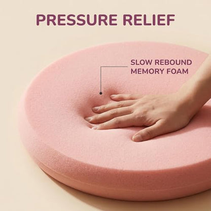 Round Chair Cushion, Memory Foam Filling, Knitted Cotton Cover, Removable Zipper Design, Light Gray, Pink, Coffee, Green (Pink, 16 Inch) - color: Pink, size: 16 Inch