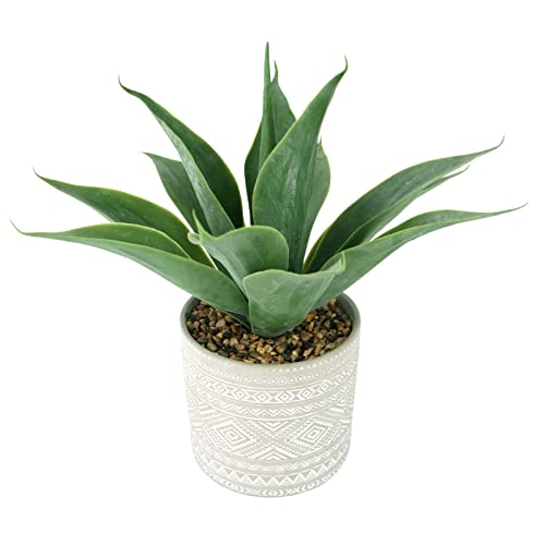 Artificial Potted Plants, 13.8" Artificial Succulent Fake Aloe, Large Faux Aloe Plant in Pot for Home Office Room Bedroom Kitchen Garden Decor (Grey)