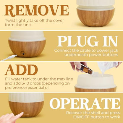 SALKING Essential Oil Diffuser for Home, 300ml Aromatherapy Diffuser Quiet | Ultrasonic Diffusers for Essential Oils, 8 Color LED Lights, Cool Mist Humidifier, Auto Shut-Off, Large Room, Bedroom, Office - color: 300ml