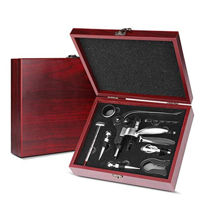 Stainless Steel Opener for Wine Professional Bottle Opener Tools Set with Wood Gift Box Pourer Stopper Foil Cutter Drip Ring Kit