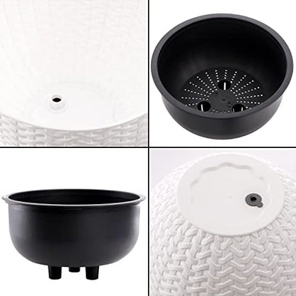 Foraineam 2-Pack Dual-pots Design Hanging Basket Planters Self-Watering Indoor Outdoor Plant & Flower Hanging Pots with Drainer and Chain, 2 Size Assorted (White)