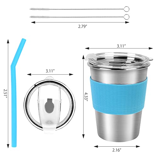 Yummy Sam Stainless Steel Cups with Silicone Straws & Lids,12oz Kids Tumblers Dishwasher Safe, Unbreakable Metal Toddler Cups with for Cold and Hot Drinks, Spill-proof, 5 Pack - color: 12oz with Silicone Straws, 5PCS