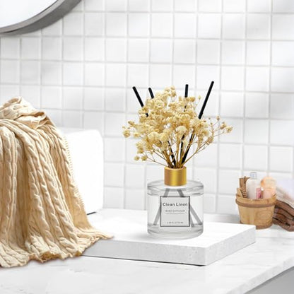 Reed Diffuser Set of 3 Pack,Clean Linen,Vanilla,Lemongrass Scented Oil Diffuser with 4 Sticks,Reed Diffusers for Home,Living Room,Bathroom Air Freshener Diffuser,50ml x 3