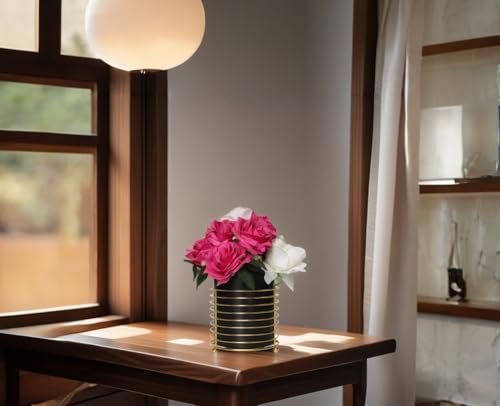 Dining Utensil Holder Cooking Utensil Holder,Gold Ring Metal Frame and Black Ceramics - color: Black Gold, size: XL