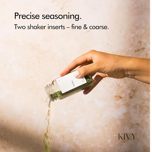 KIVY Spice Jars with Labels [24x 4oz] Glass Seasoning Containers with Airtight Lids for Organization - Empty Square Bottles for Spices & Seasonings with Shaker Lids - Spice Containers Bamboo - size: Bamboo White