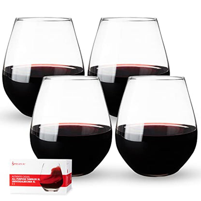 Spiegelau Authentis All Purpose Tumblers, Elegant Crystal Clear Stemless Glasses for Red and White Wines for Housewarming Gifts, Holiday Celebrations, Picnic, Home Bar, 22 oz, Set of 4 - style: XL tumbler
