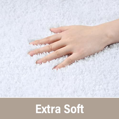 LOCHAS Bathroom Rugs Sets 3 Piece, Microfiber Bath Mat Set Non Slip, White | Washable Absorbent Toilet Rug, Shaggy Soft Cozy Quick Dry - color: White, size: 30" x 20" + 24" x 17" + U Shape 24" x 20"