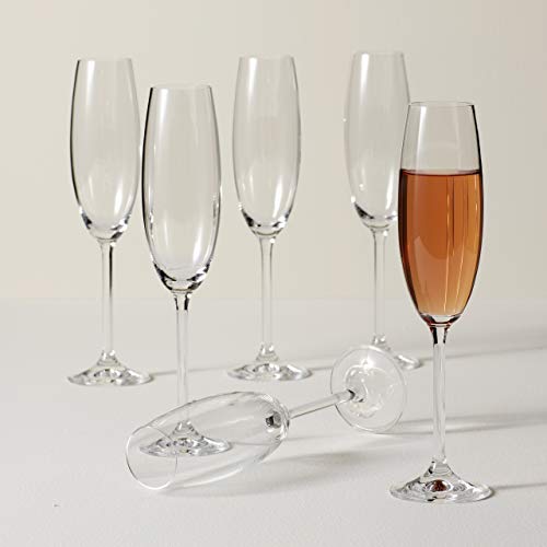 Lenox Tuscany Classics Champagne Flutes, 8oz, Set of 6 | european glass, 8oz capacity, dishwasher safe | 10 inch height | wedding and new year's hosting gift - size: 6 Count (8 Fl Oz), style: Party Flutes