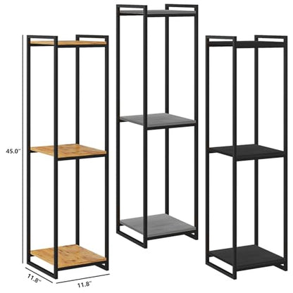 3-Tier Rustic Brown Plant Stand Indoor 45" Tall Metal Wood | Modern Plant Shelf, Corner Flower Pot Holder Organizer for Living Room Balcony Garden
