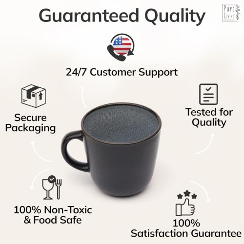 Large Stoneware Coffee Mugs Set of 4, 15.6 oz Coffee Cups with Reactive Glaze, Lead-Free, Dishwasher & Microwave Safe, Stain Resistant for Cocoa, Latte, Cappuccino & Tea, Dark Gray - color: Dark Gray, size: Mugs (4x)