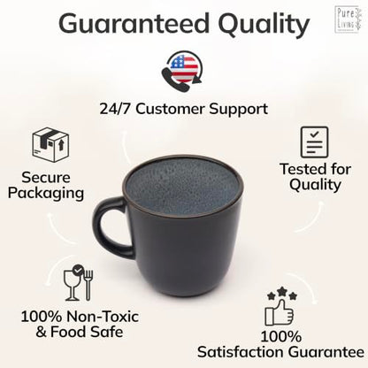 Large Stoneware Coffee Mugs Set of 4, 15.6 oz Coffee Cups with Reactive Glaze, Lead-Free, Dishwasher & Microwave Safe, Stain Resistant for Cocoa, Latte, Cappuccino & Tea, Dark Gray - color: Dark Gray, size: Mugs (4x)