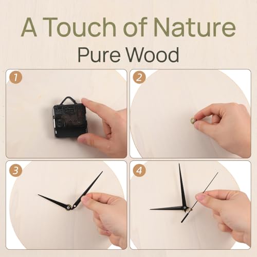 STOBAZA Blank Wooden Clock Dial for Crafts: Unfinished Wooden Dial Painting Clock Face with Pointer & Easel for Kids Learning Accessories DIY Replacement Parts Decorative for Kitchen（Without pointers）