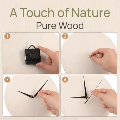 STOBAZA Blank Wooden Clock Dial for Crafts: Unfinished Wooden Dial Painting Clock Face with Pointer & Easel for Kids Learning Accessories DIY Replacement Parts Decorative for Kitchen（Without pointers）