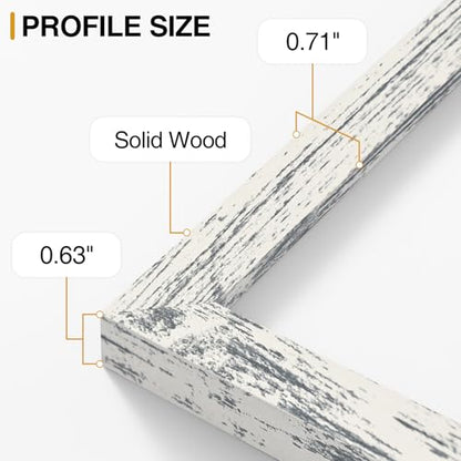 Vittanly Solid Wood 8x10 Picture Frames Set of 4, Distressed White | 5x7 Picture Frame with Mat, Gallery Wall Frame Set, 8 x 10 Frame for Wall & Tabletop Display, Family, Pet, Christmas - color: Distressed White, size: 8x10