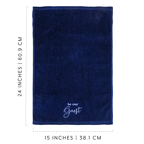 AuldHome Design Guest Towels (Set of 2, Blue); Be Our Guest Monogrammed Hand Towels