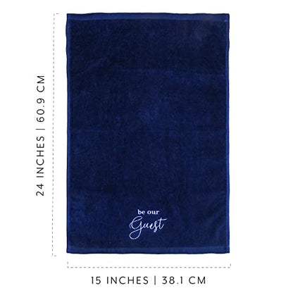 AuldHome Design Guest Towels (Set of 2, Blue); Be Our Guest Monogrammed Hand Towels