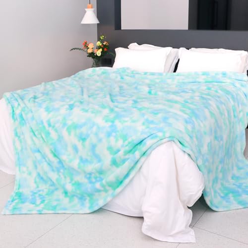 MUGD Lightweight Blanket Fleece Big Blanket Fuzzy Throw Blanket for Bed Queen Size - color: Blue Green, size: Queen(90"x90"/ 230x230cm)