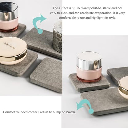 NiuYichee Set of 4 Water Absorbent Diatomite Coasters, Diatomaceous Earth Kitchen Soap Dish, Bathroom Trays, Water Absorbing Stone Used for Hand Soaps & Plants & Toiletries in The Modern Home - color: Set of 4 Grey