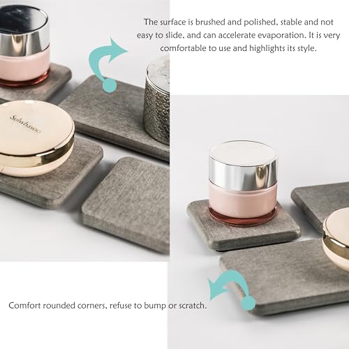 NiuYichee Set of 4 Dish Soap Stone Tray Water Absorbing Fast Dry Sink Tray, Small Water Absorbent Diatomite Coasters Used For Hand Soap/sponge/Cup/Toiletries In kitchen/Bathroom Sink Countertop - color: Set of 4 Grey
