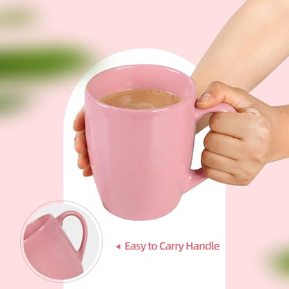 BYCNZB 27OZ Extra Large Ceramic Coffee Mug, Jumbo Coffee Mugs, Big Tea Cups with a Large Handle for Office and Home set of 2 (Pink) - color: Pink