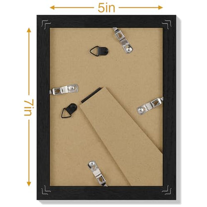 Vittanly 5x7 Picture Frames Set of 12, Wall & Tabletop, Black&Brown&White | Display Pictures 4x6 with Mat or 5x7 without Mat, Small Photo Frames, Engineered Wood with Shatter Resistant Plexiglass - color: Black&Brown&White, size: 5x7