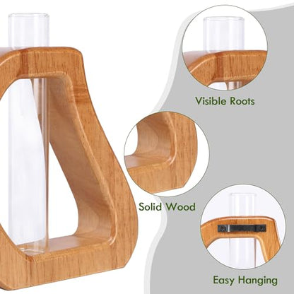 Glass Test Tube Plant Propagation Terrarium Station | Wall Hanging for Indoor Water Plant Rooting, Wall Home Decor, Thoughtful Gardening Gift for Mom and Plant-Loving Women - size: 5.3*5.6IN
