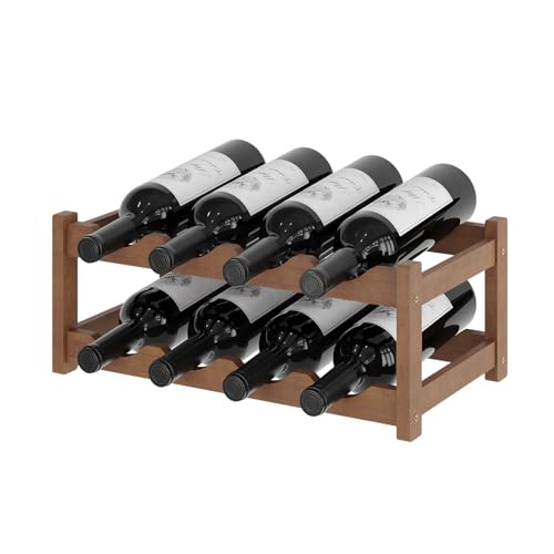 Wine Rack，Bamboo Wine Storage Cabinet Shelf，Countertop Wine Shelf- Freestanding Wine Holder for Kitchen & Pantry (Brown, 2-Tier) - color: Brown, size: 2-tier