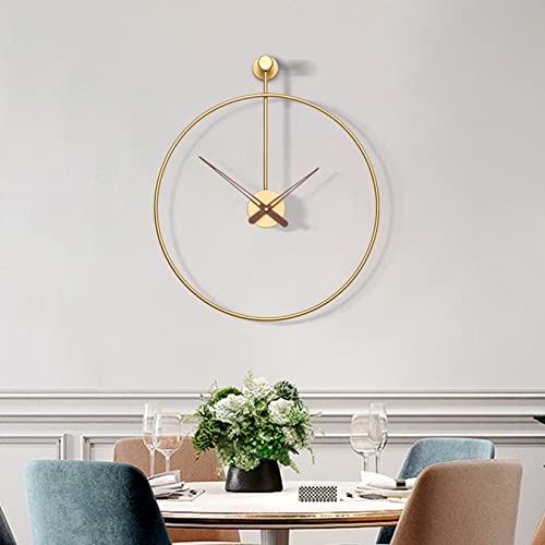 Large Wall Clock Modern Nordic Wall Clock Stylish Simplistic Luxury Metal Design Silent Quartz Mechanism for Home Dining Room School Office Hotels Living Room Bedroom,Gold