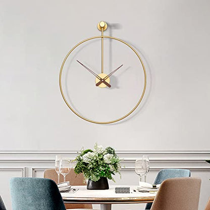 Large Wall Clock Modern Nordic Wall Clock Stylish Simplistic Luxury Metal Design Silent Quartz Mechanism for Home Dining Room School Office Hotels Living Room Bedroom,Gold