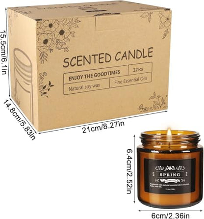 YOROXRG 12 Pcs Scented Candles with Added Natural Essential Oils, 3.05oz, Suitable for Various Festivals, Parties, Yoga, and Home Scene - color: 12 Brown