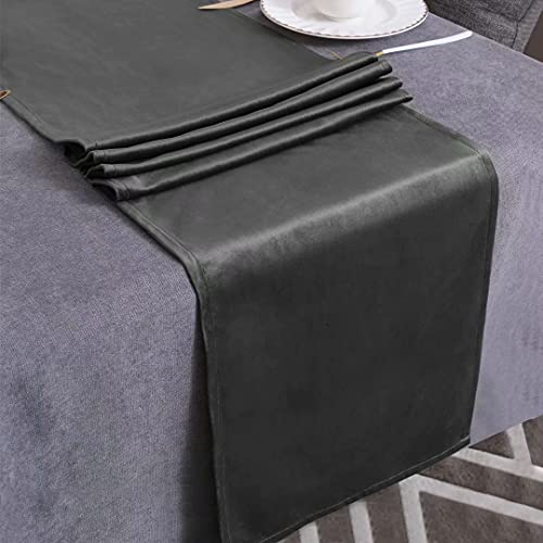 Velvet Fall Table Runner 14x71 Inch Dresser Scarf Luxury Rustic Indoor Outdoor Graduation Farmhouse Gray Black Table Runners for Home Dining Coffee Table Bedroom Decoration - color: Lis Velvet- Gray Black, size: 71"x14"-1Pc