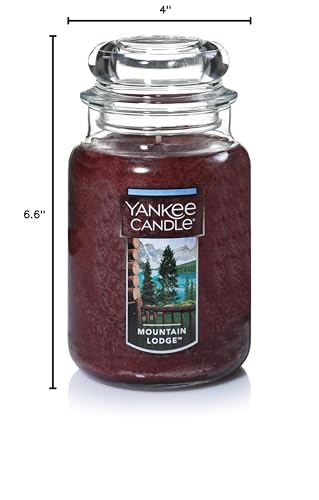 Yankee Candle Mountain Lodge Scented Classic 22oz Large Jar Single Wick Aromatherapy Candle Over 110 Hours of Burn Time Apothecary Jar Fall Scented for Home - size: New Soy Large Jar