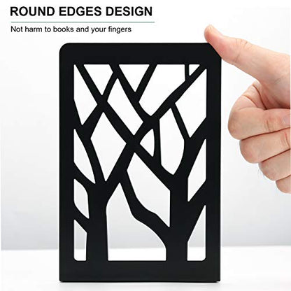 MaxGear Book Ends Tree Design Bookends for Shelves 7 x 4.7 x 3.5” 1 Pair | Metal Constructio,Heavy Duty,Non-Skid Pads,Scratch Resistant,Stable Support,Space Saving,2 Pieces,Bookcase Desktop Use - size: 1 Pair