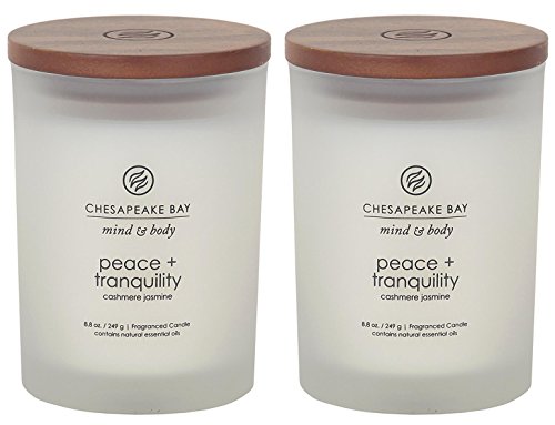 Chesapeake Bay Candle Peace + Tranquility (Cashmere Jasmine) Scented Candles Medium Size 2-Pack Perfect for Home Décor Relaxation and Gifting - color: Peace + Tranquility, size: 8.8oz (2-Pack)