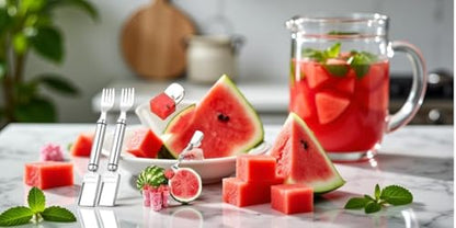 2 PCS Stainless Steel Watermelon Cutter and Fork Slicer Set 2-in-1 Fork Cutter and Fruit Slice Tool Watermelon Fork Slice Cutter Tool for Easy Cut Kitchen Gadget For Camping