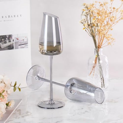 KAMMAK Crystal Red Wine Glasses Set of 2, 7.44 oz Stemmed Glasses, XH015 | Hand Blown, Bordeaux Wine Glasses, Thin Rim & Long Stem, Red & White, Daily Use, Wedding or Birthday Gift for Women - size: 8KPXH015