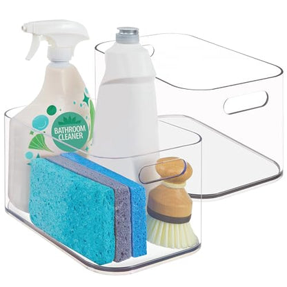 STORi Bliss 10" x 6" Open Clear Pantry Organizer Bin, Set of 2, Plastic Containers with Handle for Kitchen, Fridge, Cabinet, Closet, Bathrom, Undersink Storage Made in USA - style: Set of 2