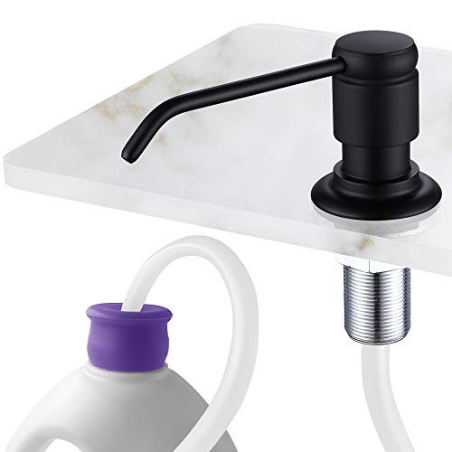 Gagal Soap Dispenser (Matte Black) and Extension Tube Kit for Kitchen Sink, Complete Brass Pump with 40" Silicone Tube Connect to The Bottle Directly, Say Goodbye to Frequent Refills - color: Matte Black