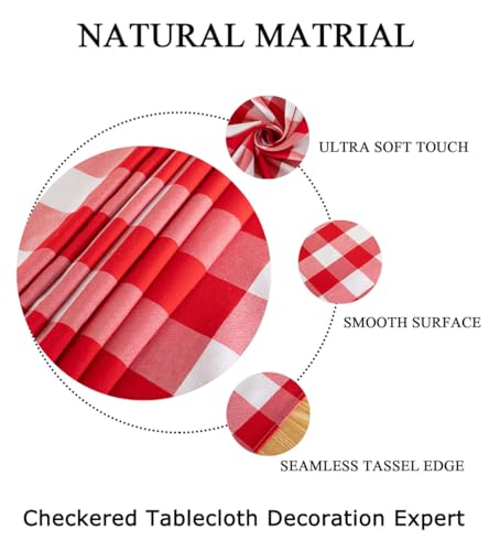 ShinyBeauty Checked Tablecloth Rectangle 54x80-Inch Red and White Buffalo Plaid Tablecloths Cotton Table Cover Gingham Table Cloths for Dining Rustic Lattice Tablecloth Buffalo Check Table Cloth - color: Red & White, size: 80" x 54" (Rectangular)
