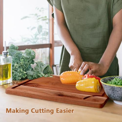 AIDEA Wood Cutting Board, Wooden Cutting Boards for Kitchen, Acacia Wood Chopping Board Set of 3 with Deep Juice Groove, for Meat, Vegetables, and Fruit - color: Brown