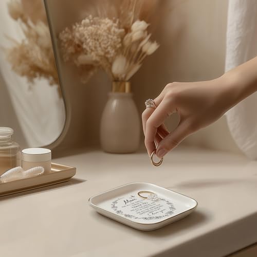 Birthday Gifts for Mom - Ceramic Jewelry Dish Tray - Thank You Mom Birthday Gifts from Daughter Son, Mama Gift for Mother in Law, Perfect Mother’s Day or Christmas Appreciation Present - color: Gold trim-Mom