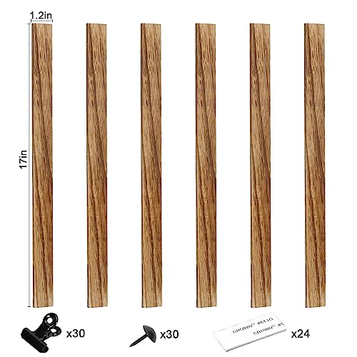 6 Wooden Wall Hanging Photo Frames With 27 Clips, Decorative Collage Picture Frame, No Drilling Required, Adhesive Stickers, Easy to Install, Carbonized Brown - color: Brown