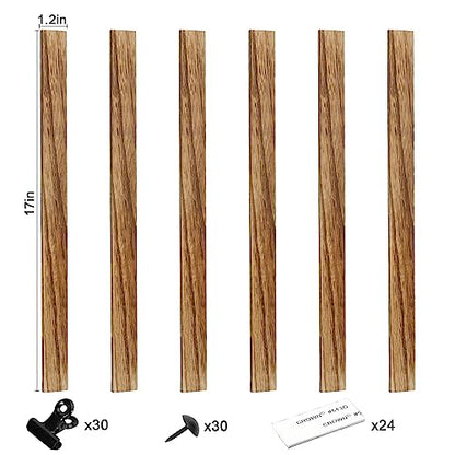 6 Wooden Wall Hanging Photo Frames With 27 Clips, Decorative Collage Picture Frame, No Drilling Required, Adhesive Stickers, Easy to Install, Carbonized Brown - color: Brown