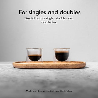 FLUR Espresso Glasses (Set of 2) Perfect for Espresso, Macchiatos & Small Espresso Drinks – Double-Walled Borosilicate Glass – Handmade, Lightweight & Durable – 3oz (Purple) - color: Purple