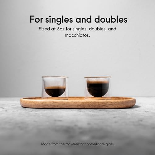 FLUR Espresso Glasses (Set of 2) Perfect for Espresso, Macchiatos & Small Espresso Drinks – Double-Walled Borosilicate Glass – Handmade, Lightweight & Durable – 3oz (Teal) - color: Teal