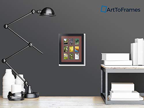 ArtToFrames Collage Photo Frame Double Mat with 9-2x3 Openings with Satin Black Frame and Brique mat. - color: Brique, size: 9 - 2x3