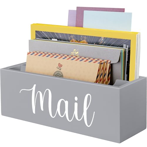 DRASTAR Mail Organizer Countertop, Mail Holder Wall Mount, Mail Sorter Organizer for Desk, Envelope Holder for Home Office (Gray, 2 Slots) - color: Gray, size: 2 Slots